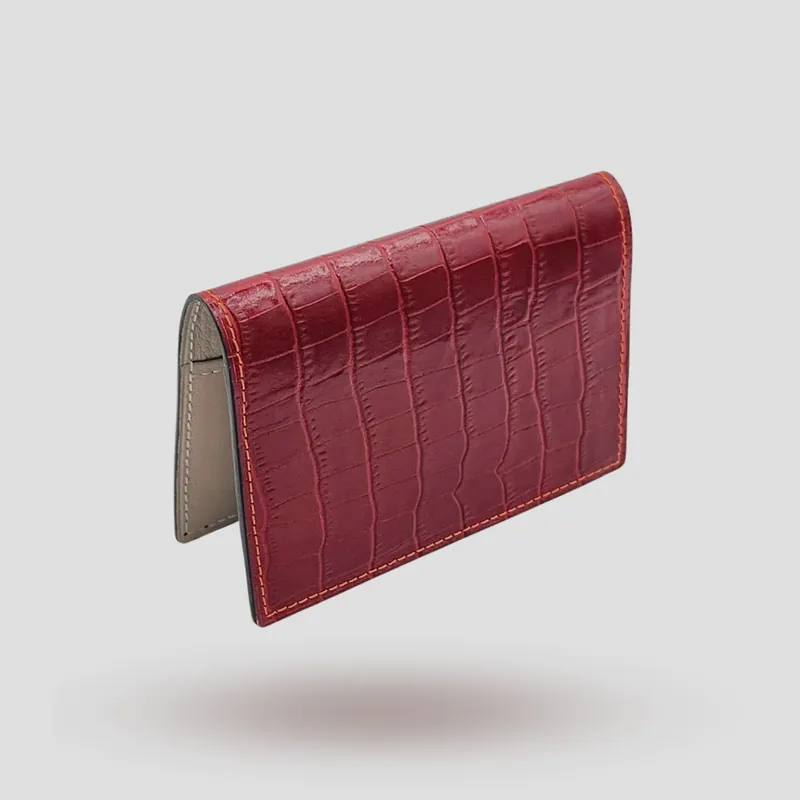 A custom wallet handcrafted in red premium cowhide leather.