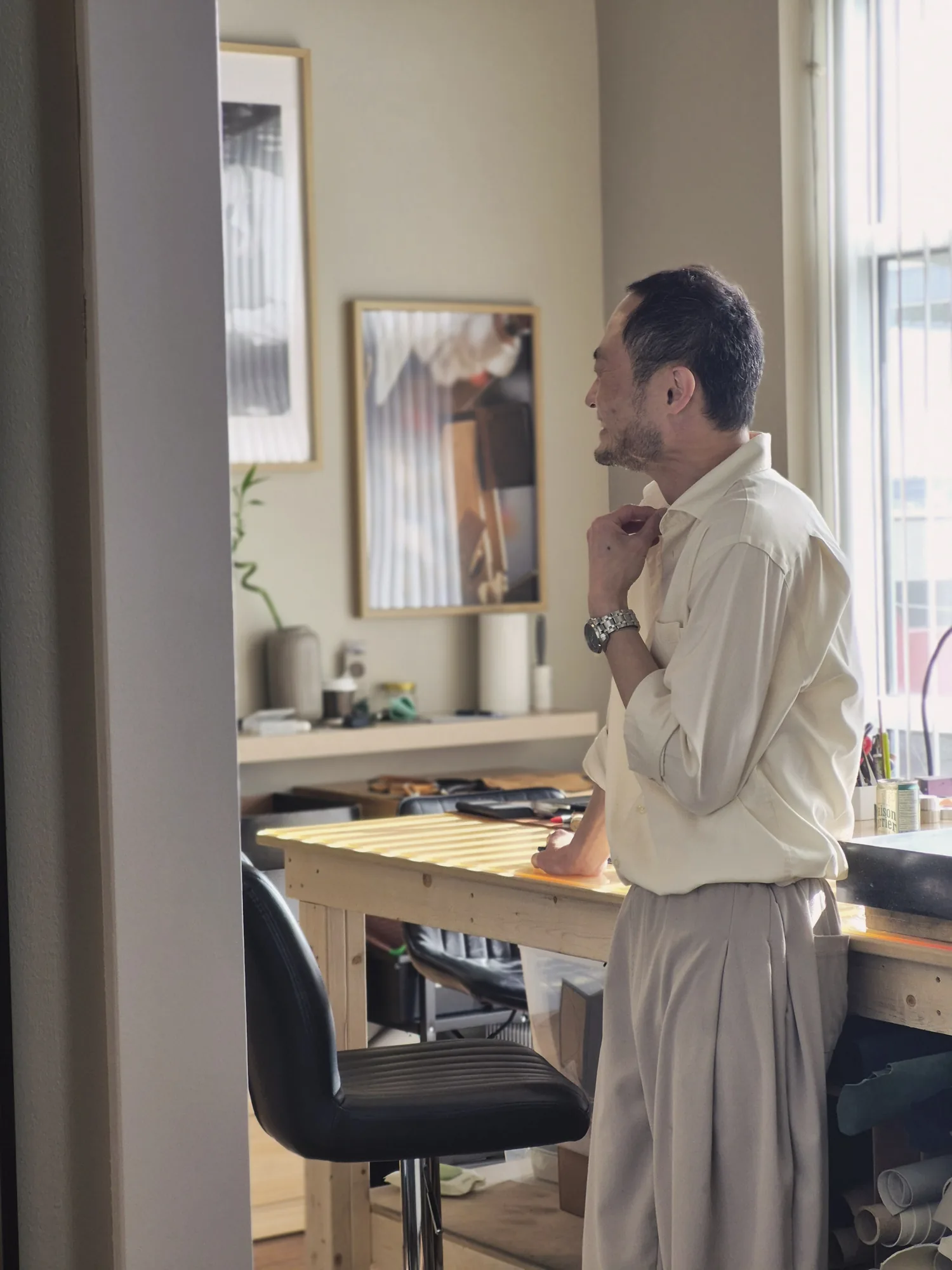 Joe smiling at this Open Studio during Design Vancouver Festival
