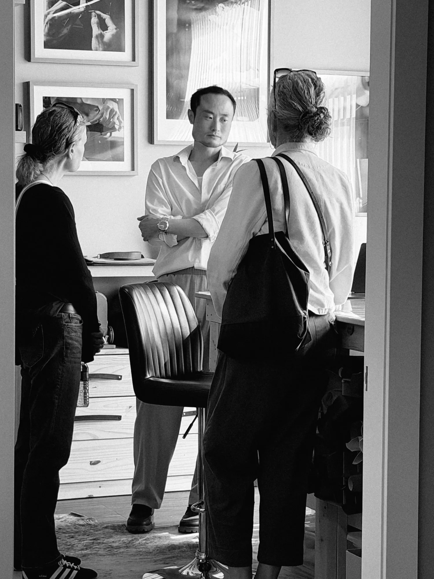 Joe with visitors at his Open Studio during Design Vancouver Festival