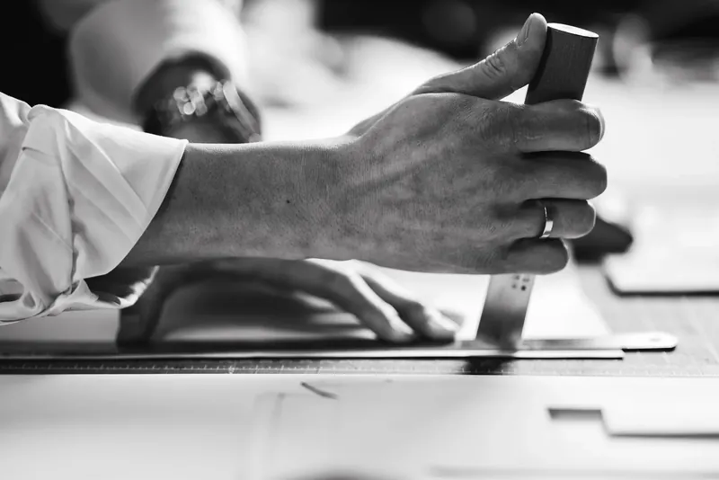 Joe working in his atelier, photographed by Dani Cruz Photography