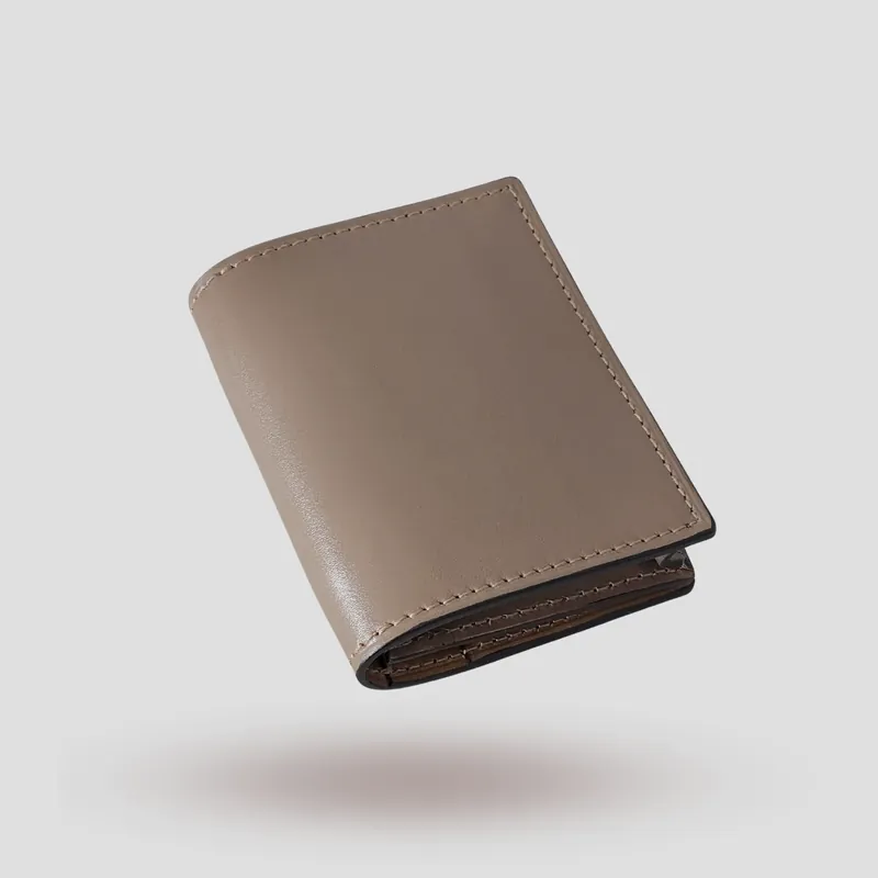 A custom wallet handcrafted in mocha premium cowhide leather.