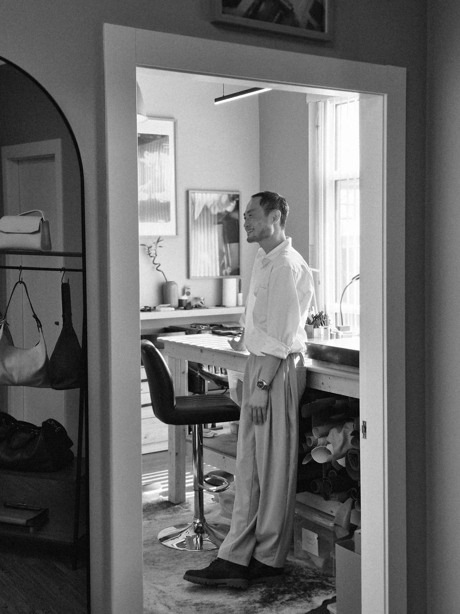 Joe speaking with visitors at his Open Studio during Design Vancouver Festival