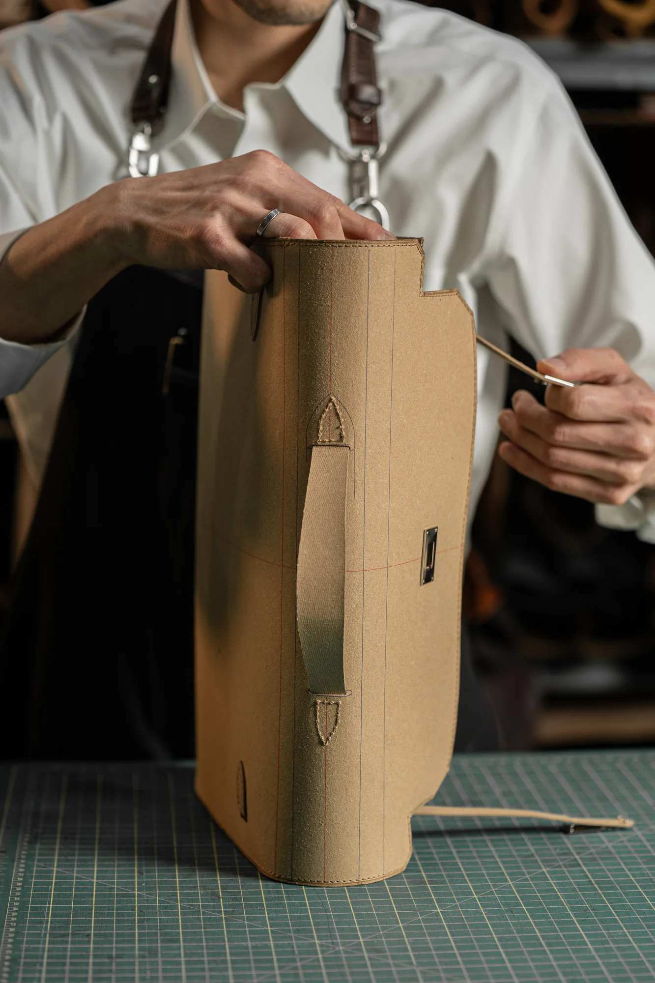 Joe working on a sample in his atelier